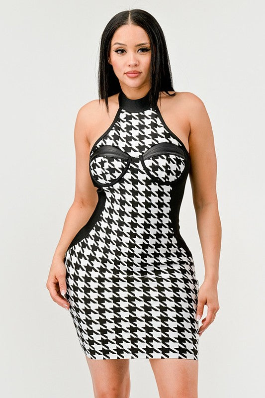 Checkmate Illusion Bandage Dress HOUSE OF SHE
