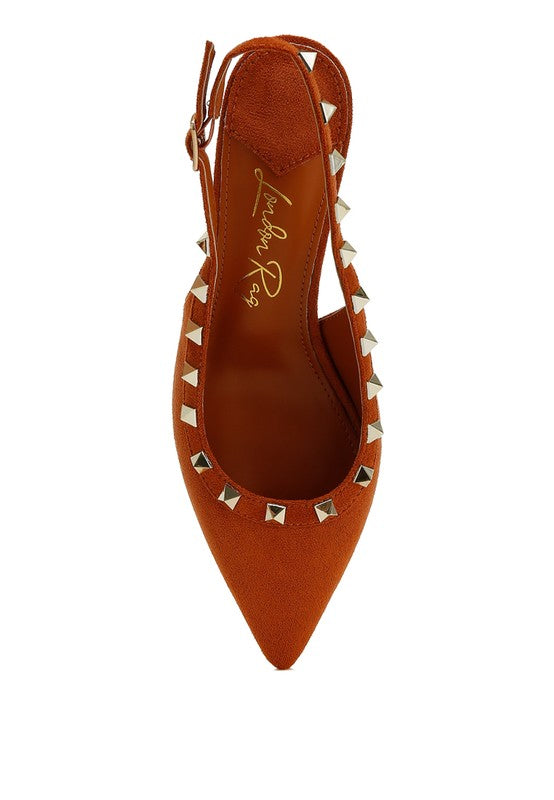 Ameya Studded Slingback Heels - HOUSE OF SHE