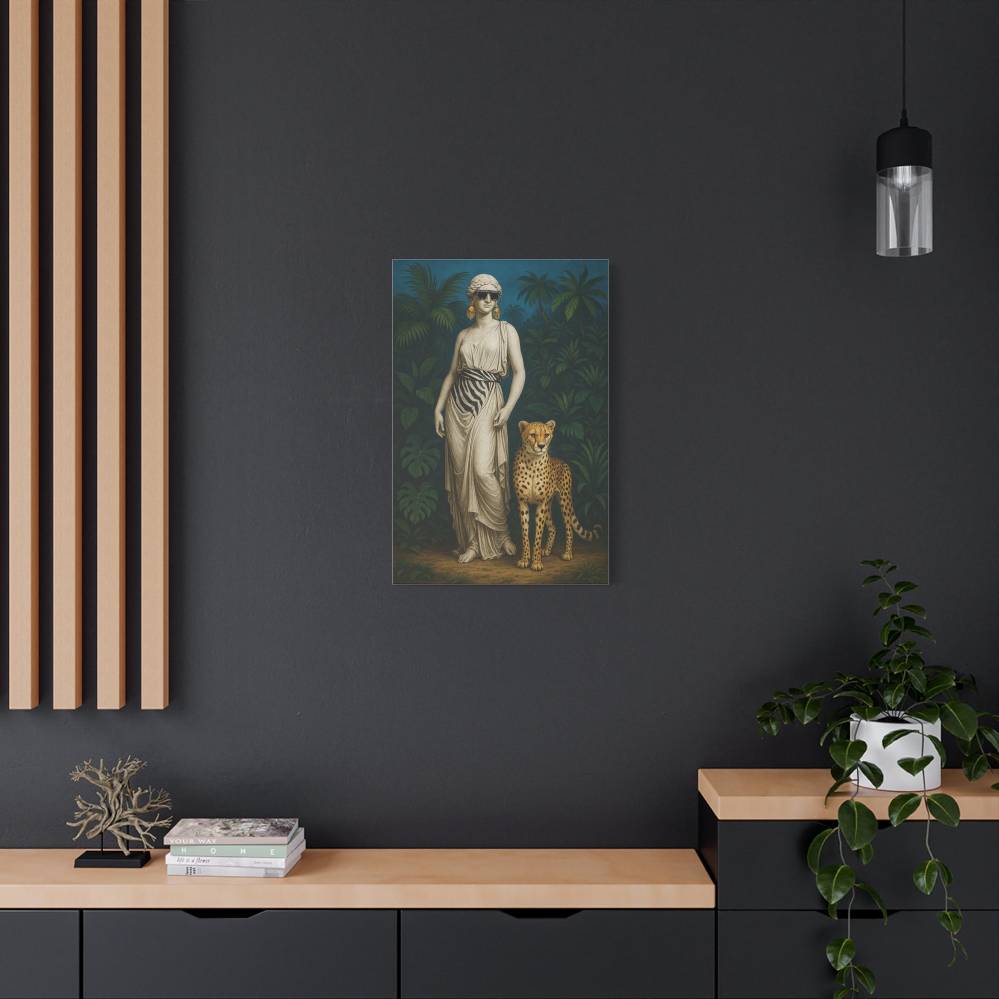 Sleek Safari Wall Art - Cool Woman and Leopard Canvas Print - HOUSE OF SHE