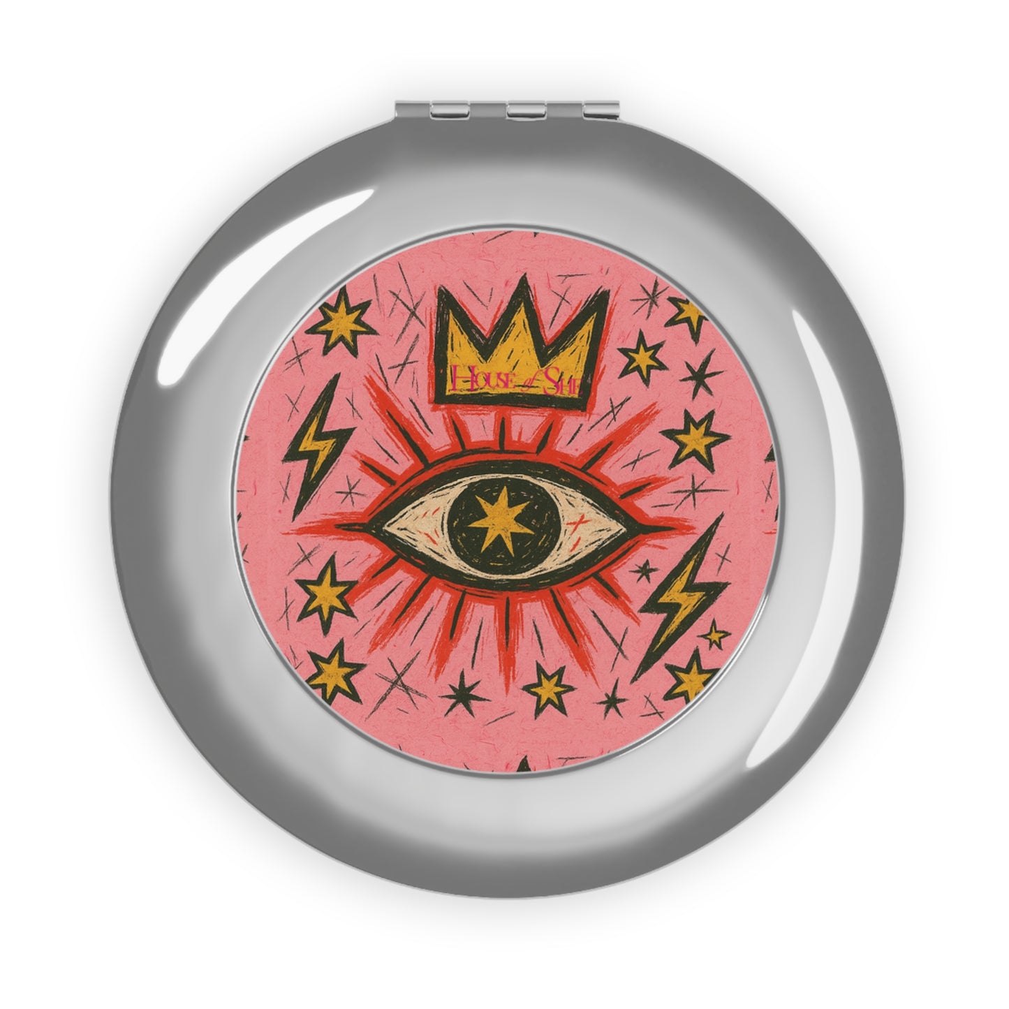 Vintage-Inspired Compact Travel Mirror with Eye Design