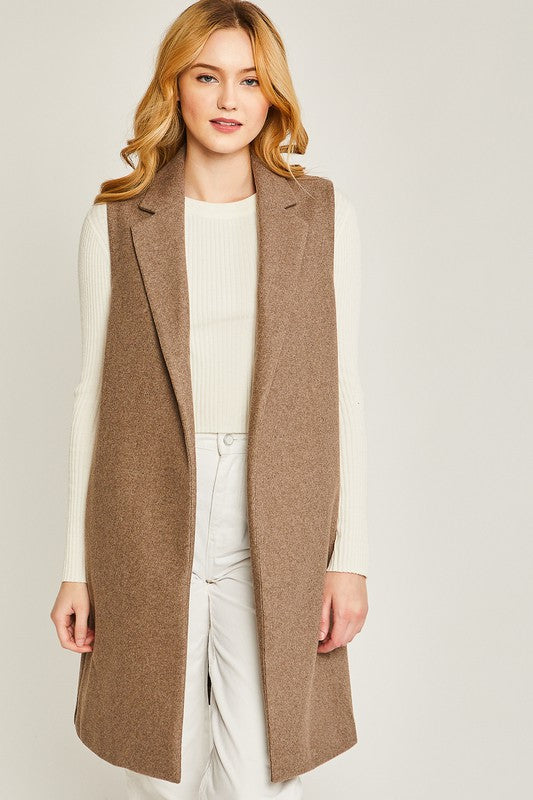 JQ Fleece Long Line Vest HOUSE OF SHE