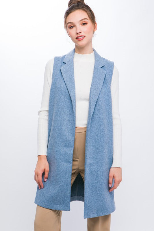JQ Fleece Long Line Vest HOUSE OF SHE