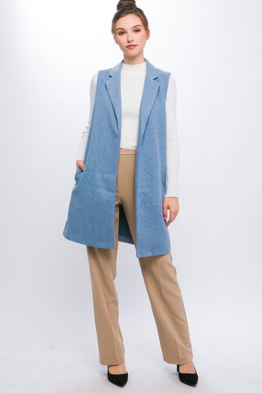 JQ Fleece Long Line Vest HOUSE OF SHE