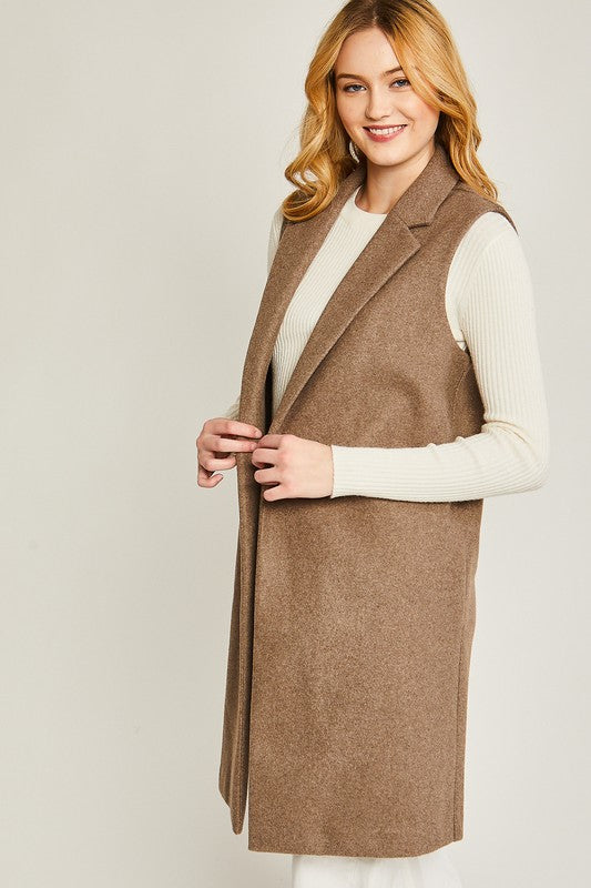 JQ Fleece Long Line Vest HOUSE OF SHE