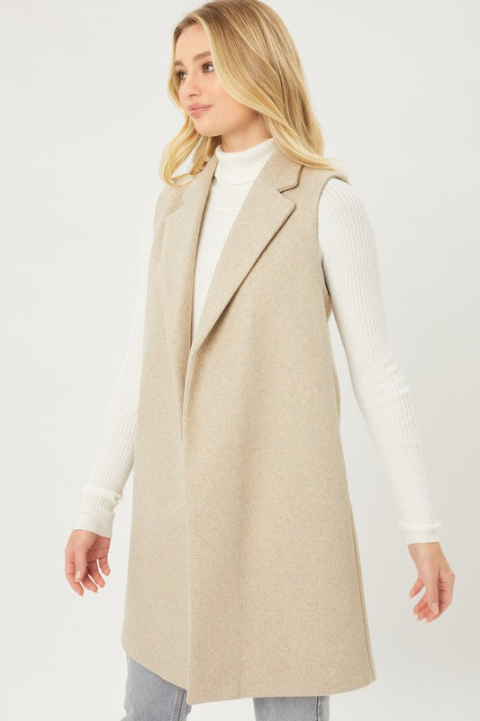 JQ Fleece Long Line Vest HOUSE OF SHE