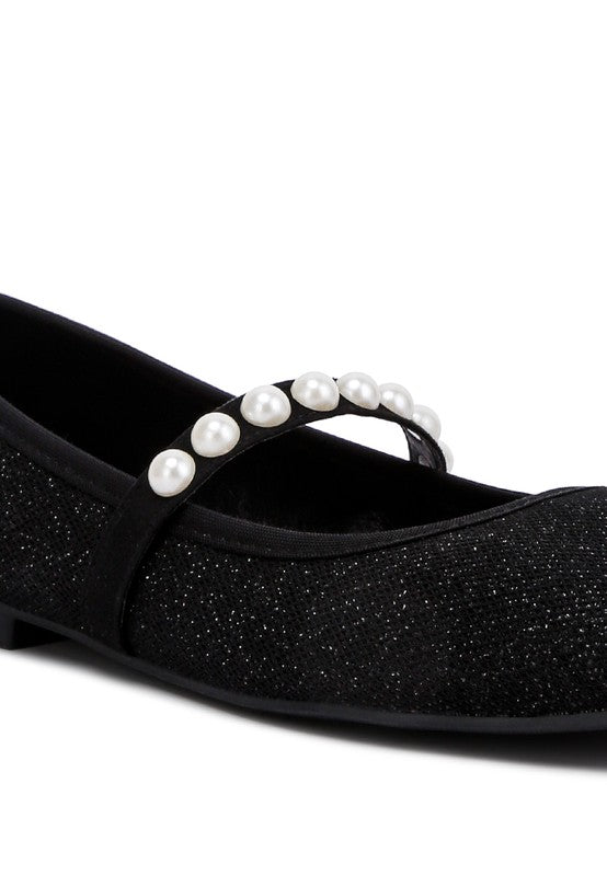 Sassie Pearl Embellished Ballerina Flats HOUSE OF SHE