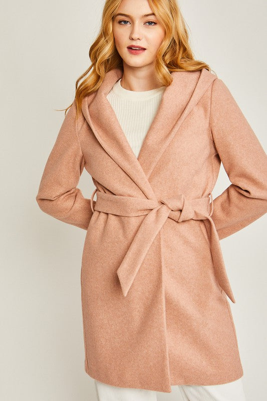 JQ Fleece Belted Hoodie Coat HOUSE OF SHE