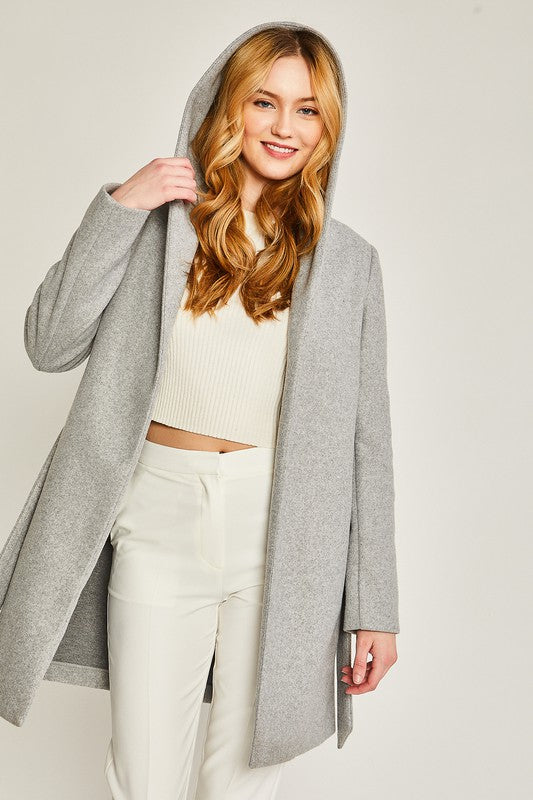 JQ Fleece Belted Hoodie Coat HOUSE OF SHE