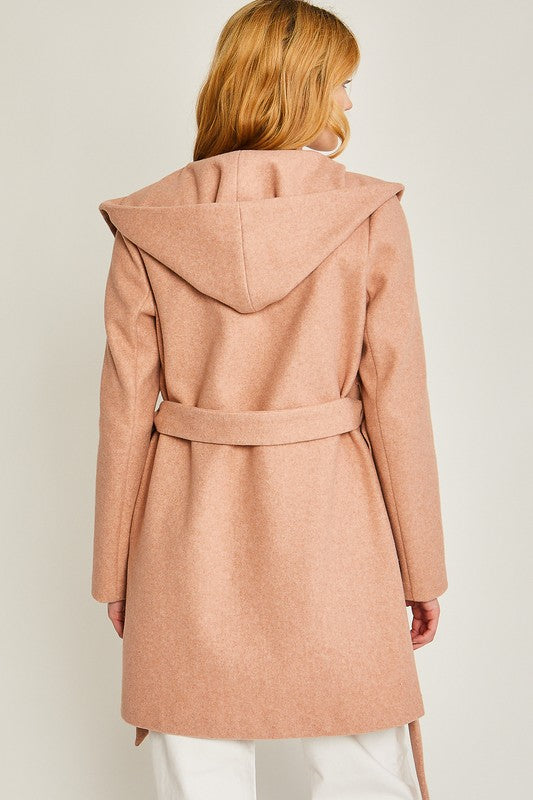 JQ Fleece Belted Hoodie Coat HOUSE OF SHE