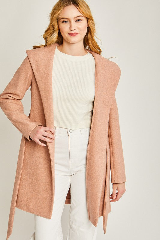JQ Fleece Belted Hoodie Coat HOUSE OF SHE