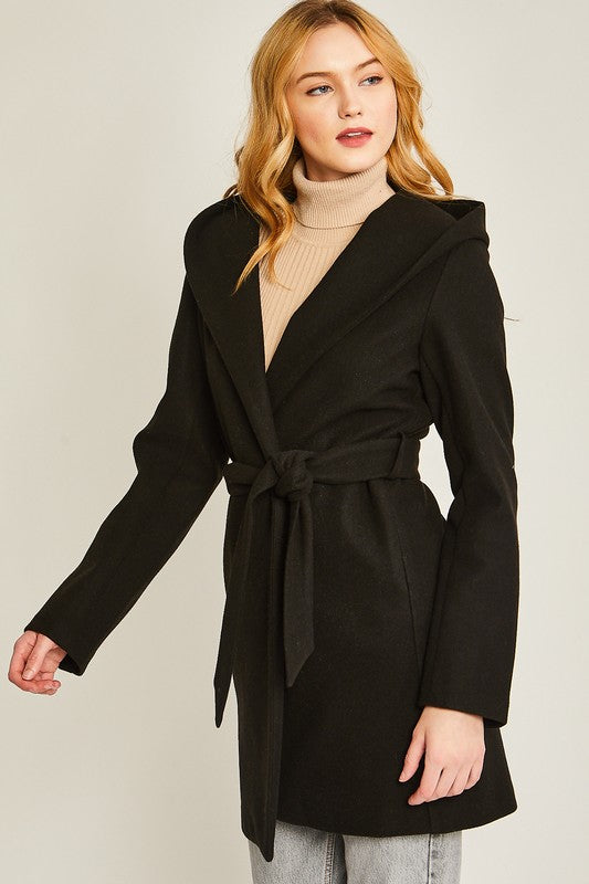 JQ Fleece Belted Hoodie Coat HOUSE OF SHE