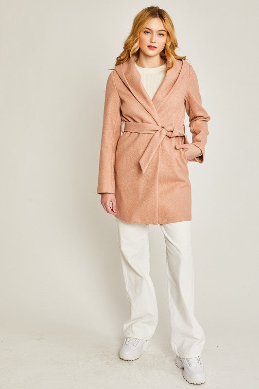 JQ Fleece Belted Hoodie Coat HOUSE OF SHE