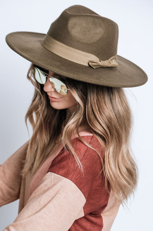 Sia Brim Ribbon Fedora Hat - HOUSE OF SHE