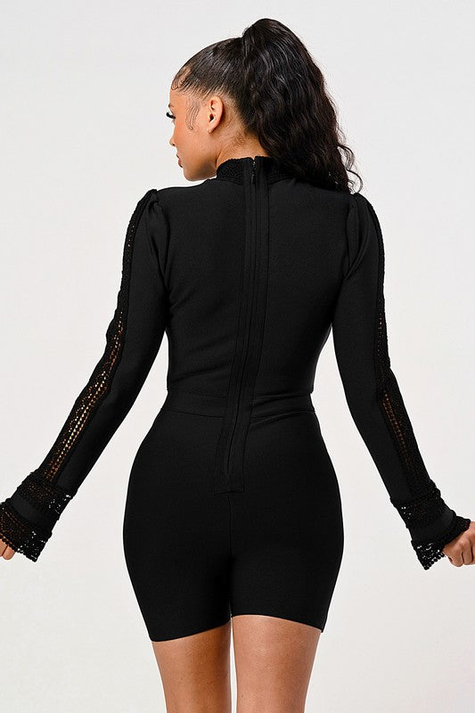 Gia Lace Bandage Romper  HOUSE OF SHE