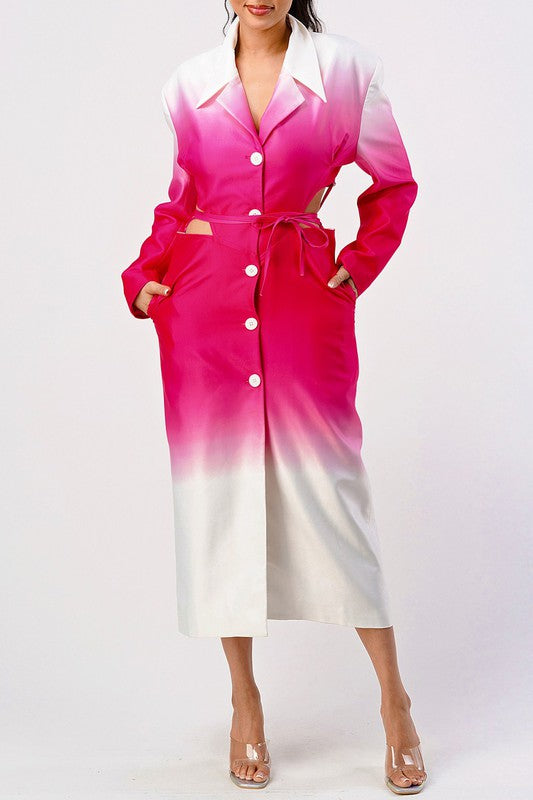 Lala Pink Gradient Trench Coat HOUSE OF SHE