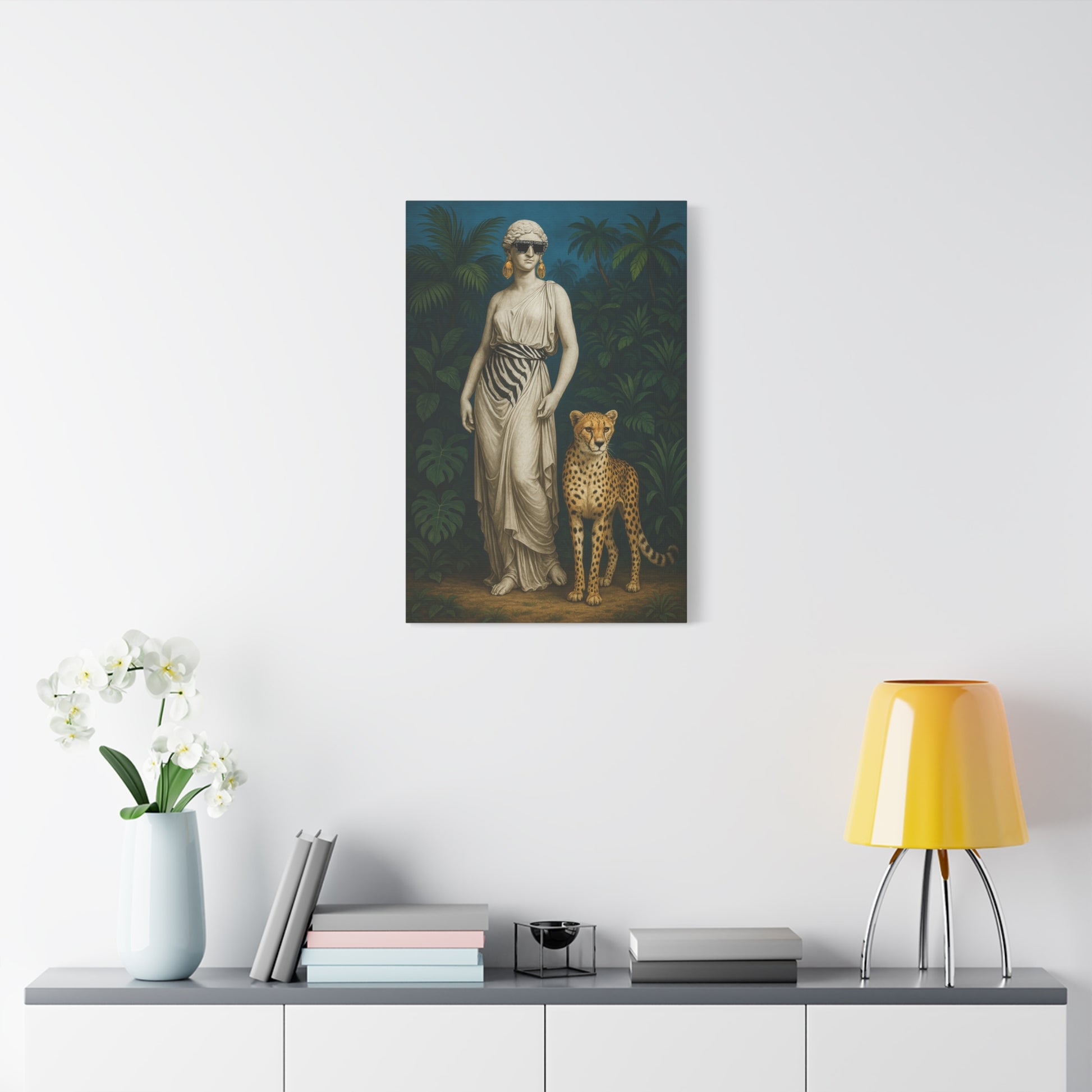 Sleek Safari Wall Art - Cool Woman and Leopard Canvas Print - HOUSE OF SHE