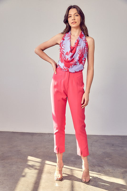 Tulle Multi Color Cowl Neck Top - HOUSE OF SHE