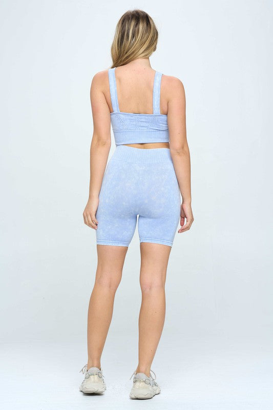 Mineral wash seamless biker shorts set HOUSE OF SHE