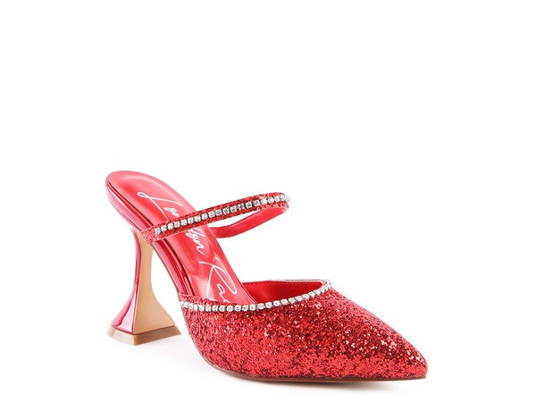 Iris Glitter Spool Mule Heels  HOUSE OF SHE