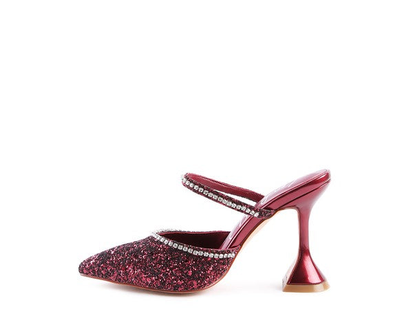 Iris Glitter Spool Mule Heels  HOUSE OF SHE