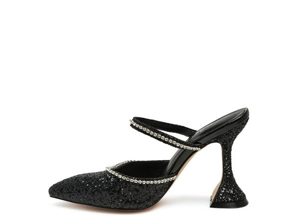 Iris Glitter Spool Mule Heels  HOUSE OF SHE