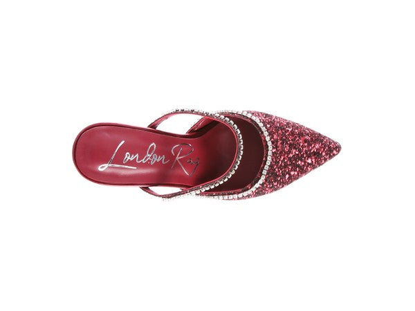 Iris Glitter Spool Mule Heels  HOUSE OF SHE