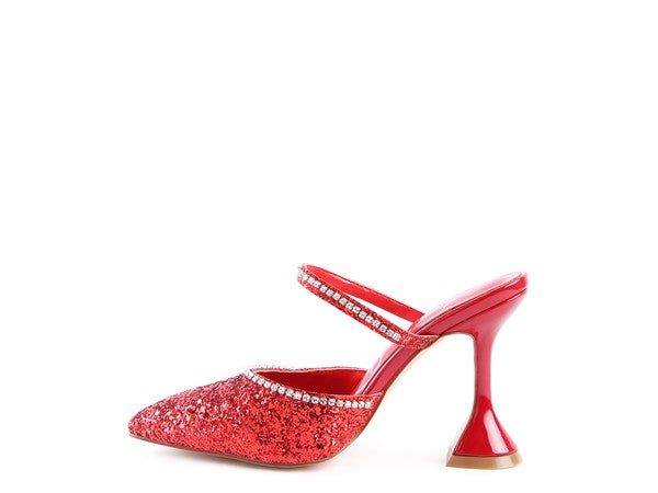 Iris Glitter Spool Mule Heels  HOUSE OF SHE