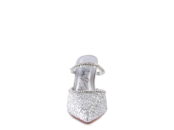 Iris Glitter Spool Mule Heels  HOUSE OF SHE