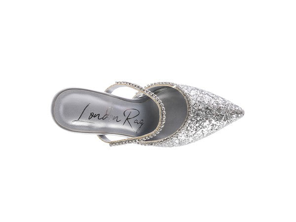 Iris Glitter Spool Mule Heels  HOUSE OF SHE