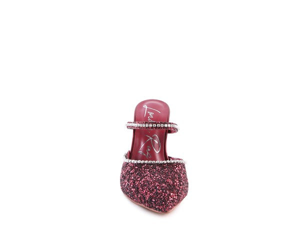 Iris Glitter Spool Mule Heels  HOUSE OF SHE