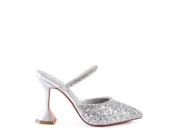 Iris Glitter Spool Mule Heels  HOUSE OF SHE
