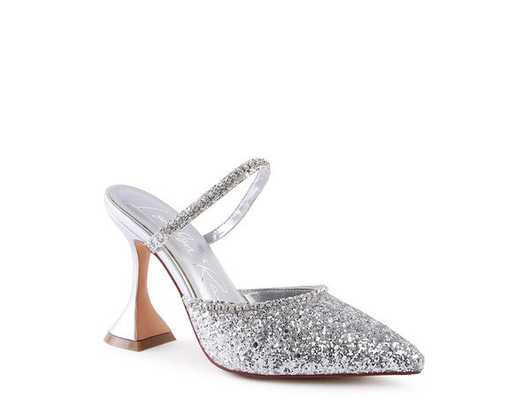 Iris Glitter Spool Mule Heels  HOUSE OF SHE