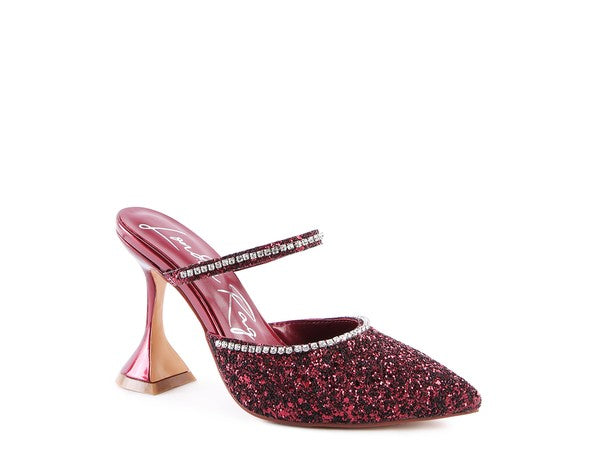 Iris Glitter Spool Mule Heels  HOUSE OF SHE