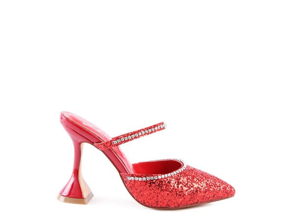 Iris Glitter Spool Mule Heels  HOUSE OF SHE