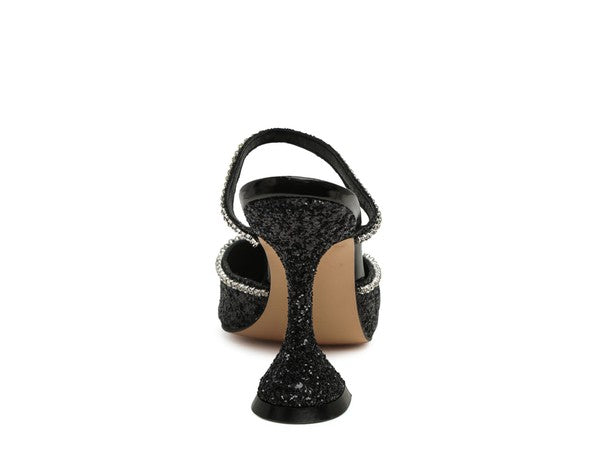 Iris Glitter Spool Mule Heels  HOUSE OF SHE
