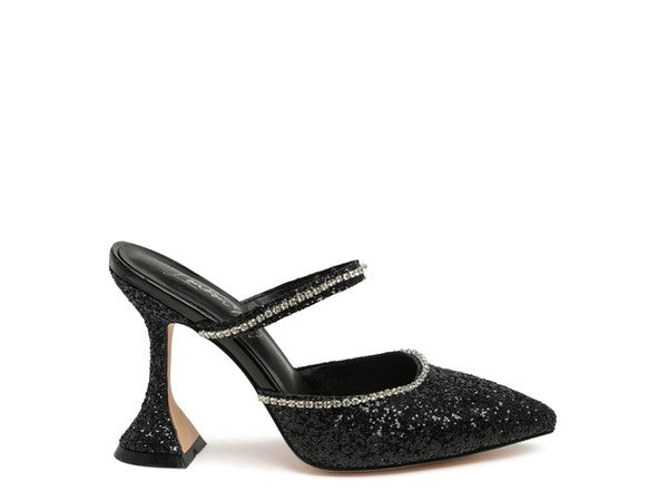 Iris Glitter Spool Mule Heels  HOUSE OF SHE