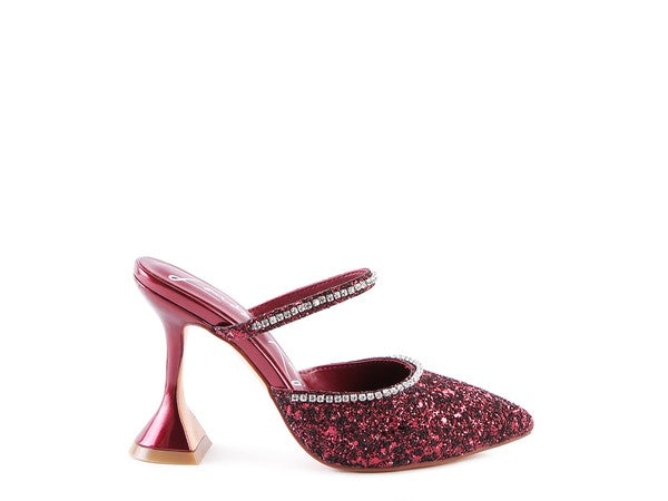 Iris Glitter Spool Mule Heels  HOUSE OF SHE