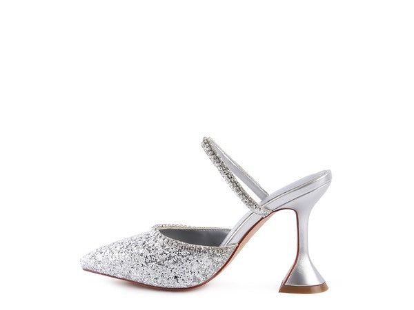 Iris Glitter Spool Mule Heels  HOUSE OF SHE