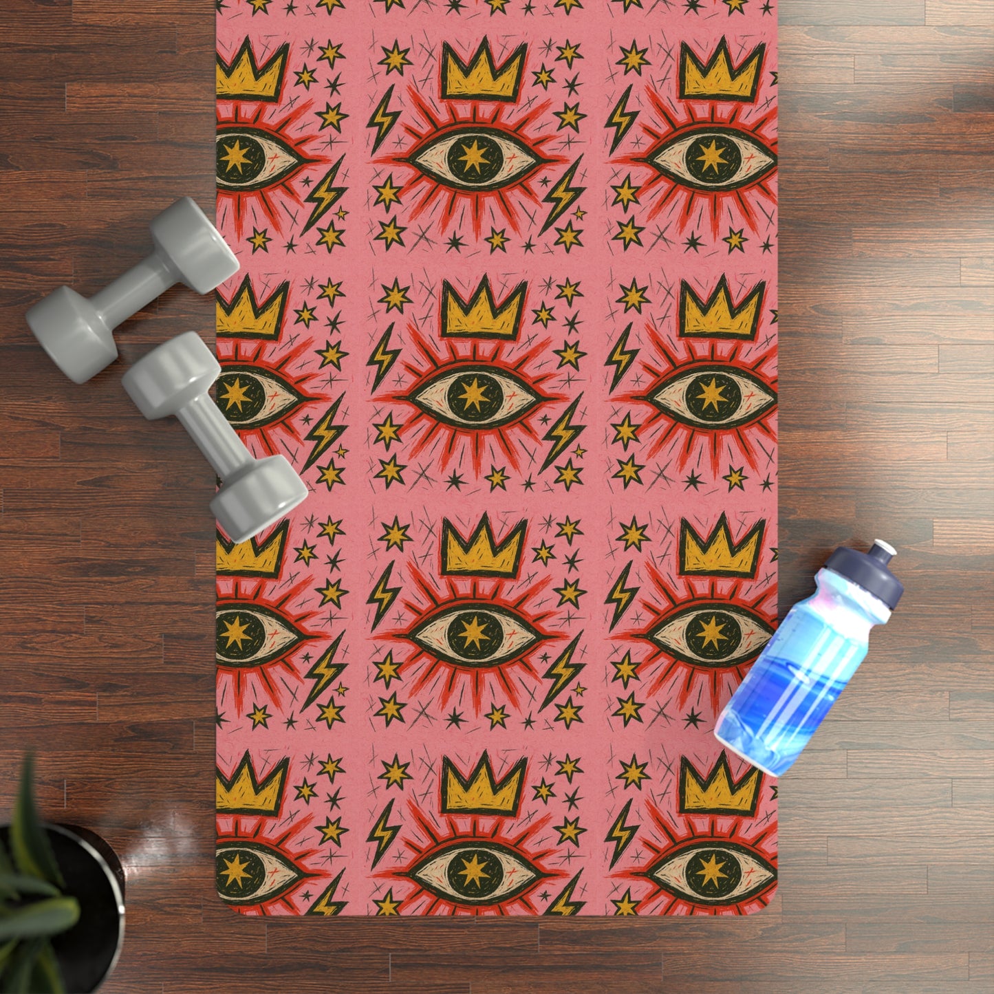 Eye-Patterned Rubber Yoga Mat - Vibrant & Durable for Your Practice