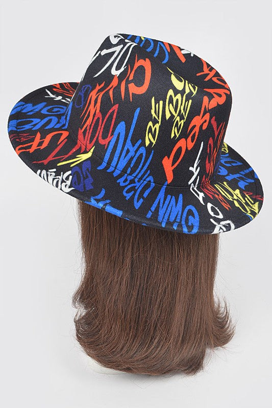 Graffiti Felt Blend Fedora - HOUSE OF SHE