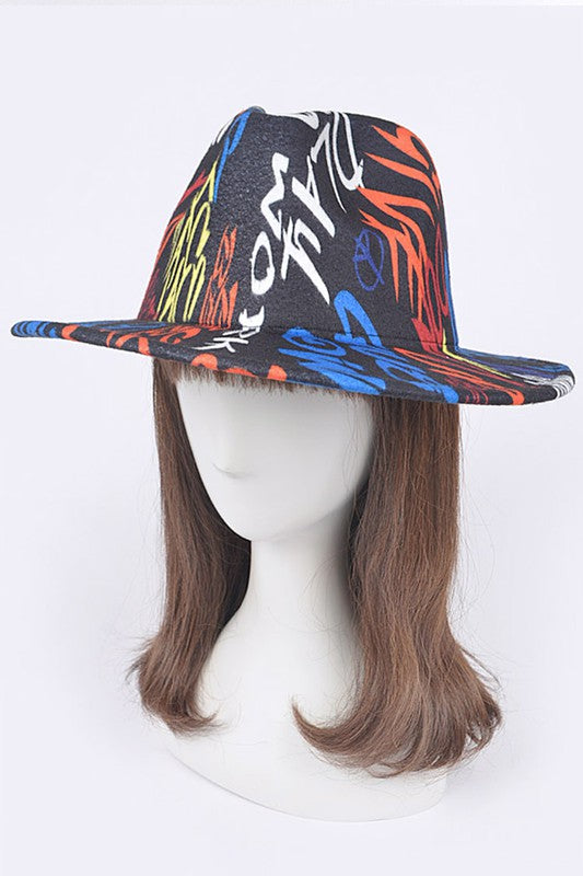 Graffiti Felt Blend Fedora - HOUSE OF SHE