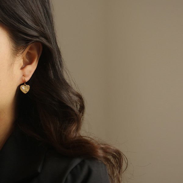 Gold Heart Earring | Stylish Heart Earring | HOUSE OF SHE