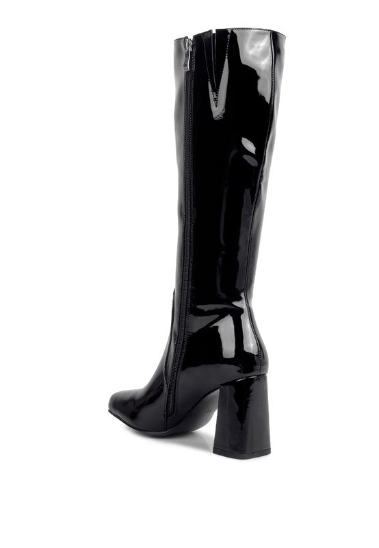 Hypnotize Patent Block Heel Boots  HOUSE OF SHE