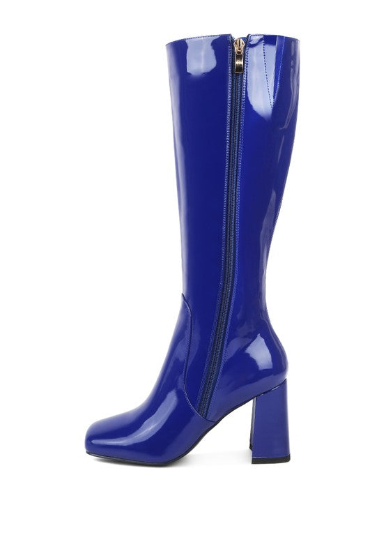 Hypnotize Patent Block Heel Boots  HOUSE OF SHE