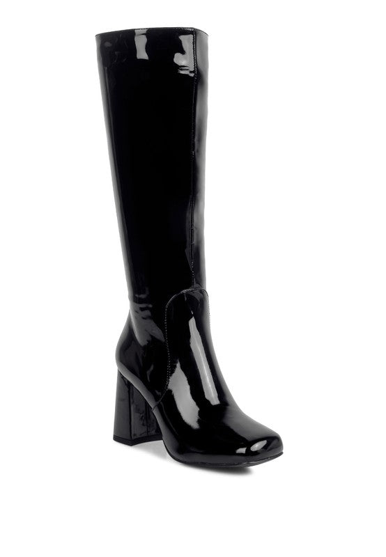 Hypnotize Patent Block Heel Boots  HOUSE OF SHE