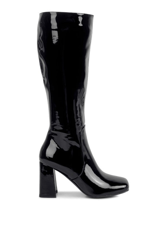 Hypnotize Patent Block Heel Boots  HOUSE OF SHE