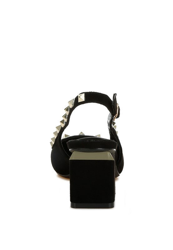Ameya Studded Slingback Heels - HOUSE OF SHE