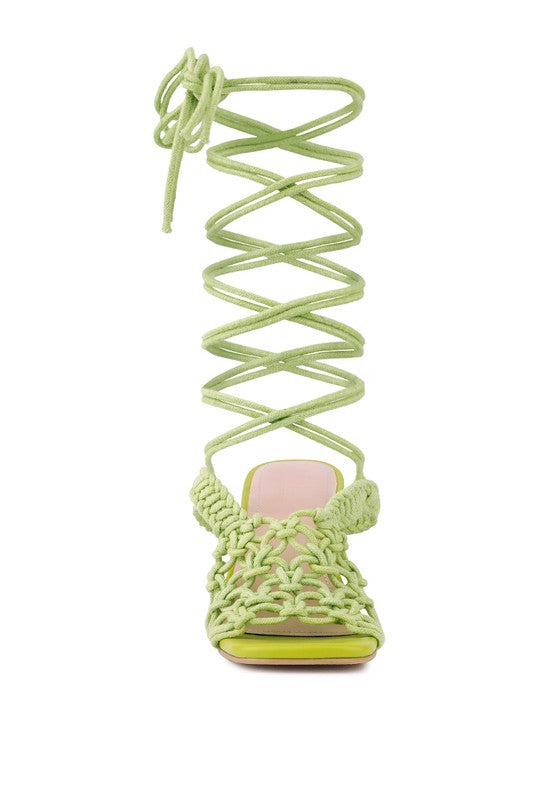 Beroe Braided Lace Up Heels HOUSE OF SHE