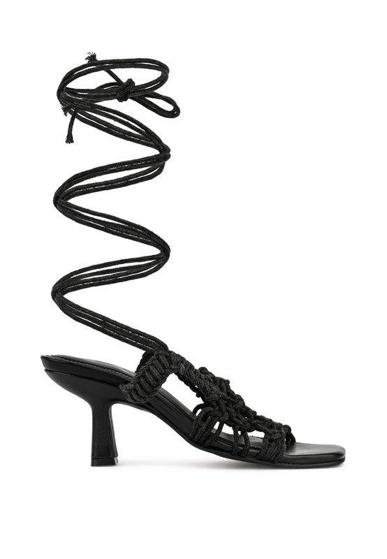 Beroe Braided Lace Up Heels HOUSE OF SHE