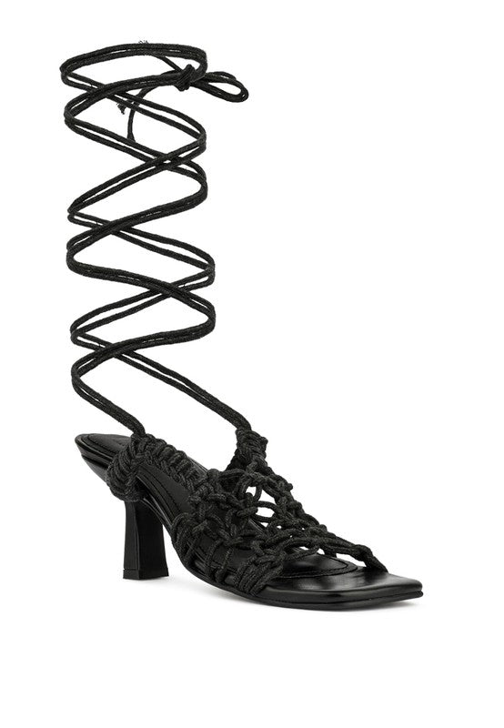 Beroe Braided Lace Up Heels HOUSE OF SHE